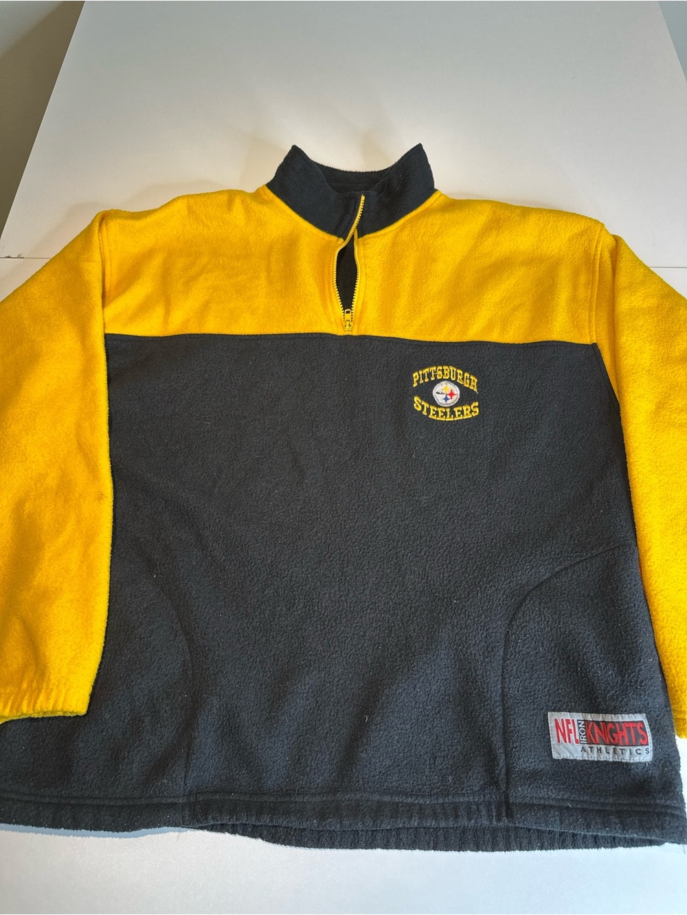 NFL Pittsburgh Steelers Yellow and Black Quarter-Zip Sweater